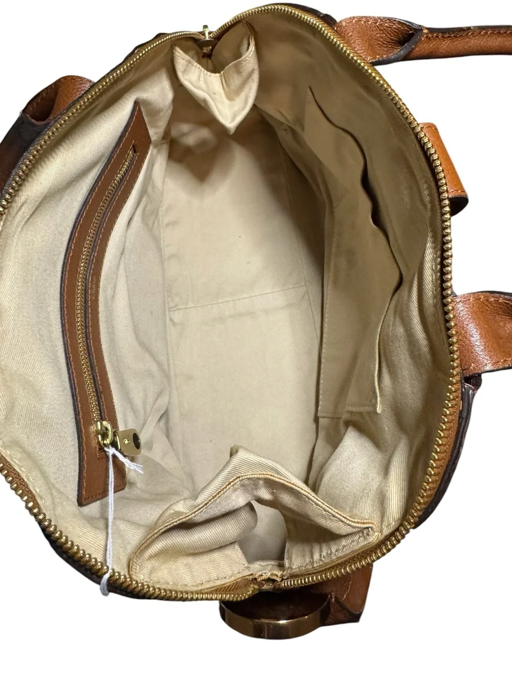 Chloe Tan Leather Bowler Dome Georgia Satchel Handbag